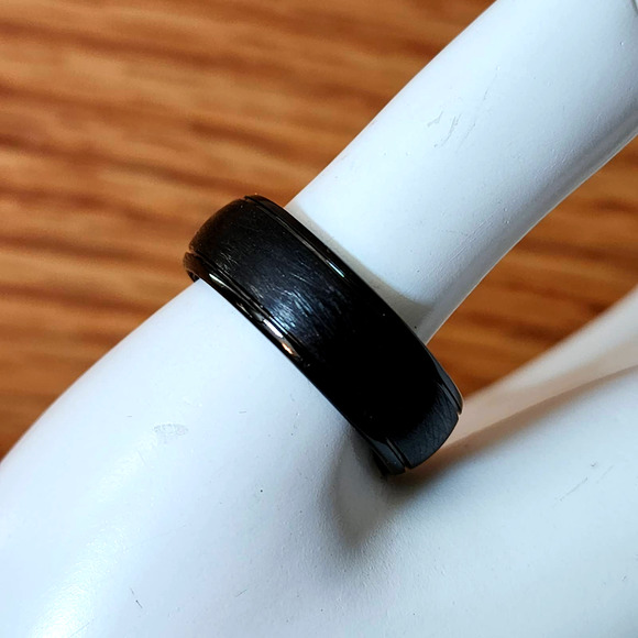 Triton Tungsten Carbide TC850 Comfort Fit Black Beveled Edge Wedding Band 11 - Picture 4 of 5